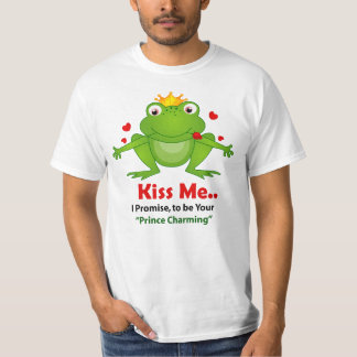 Camiseta sapo príncipe com beijar-me SMS's shirt dos homens