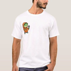 Camiseta Sapo Raper Legal com Capuz Laranja e Microfone