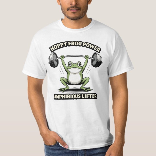 Camiseta Sapo Saltitante Poderoso Levantador Anfíbio Design (Frente)