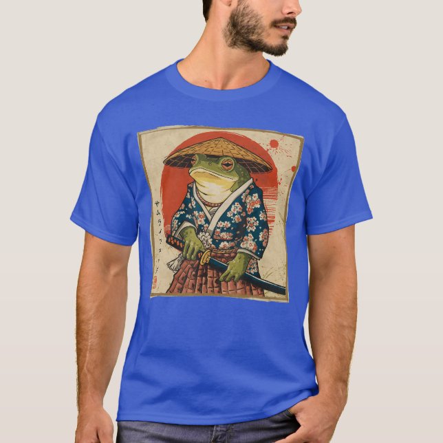 Camiseta Sapo Samurai Presentes de Anime Engraçado Japonês  (Frente)