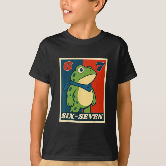 Camiseta Sapo Seis Sete Engraçado 6 7 Meme Geração Alpha Gí (Frente)