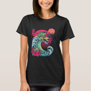 Camiseta Sapo Surfista Onda Japonesa Para Amantes de Férias