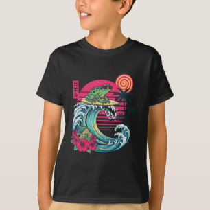 Camiseta Sapo Surfista Onda Japonesa Para Amantes de Férias