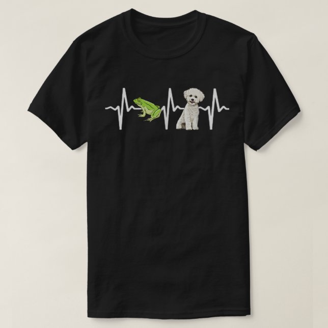 Camiseta Sapo Verde Bichons Aumentam Pulso do Cão  (Frente do Design)