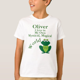 Camiseta Sapo verde do t-shirt do menino mágico Mystical d