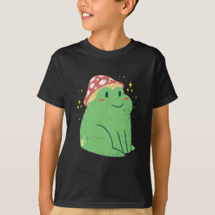 Camiseta Sapo Verde Fofo com Chapéu de Cogumelo