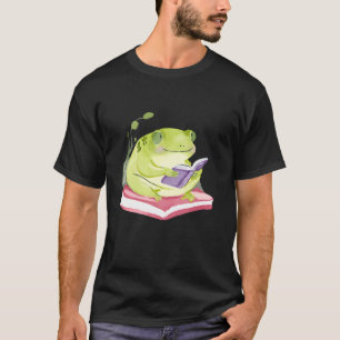 Camiseta Sapo Verde Fofo Lendo Livro Amine Amante da Leitur