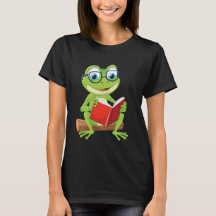 Camiseta Sapo Verde Fofo Lendo Livro Amine Amante da Leitur