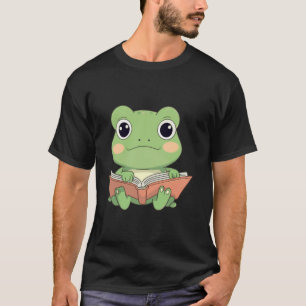 Camiseta Sapo Verde Fofo Lendo Livro Amine Leitor Homens