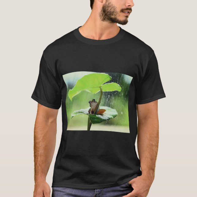 Camiseta Sapo Verde sobre o Tejo da Natureza Folha (Frente)