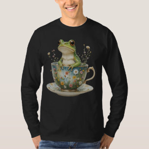 Camiseta Sapo Vintage Tea Cup Floral Flowers Sapo Anfíbio