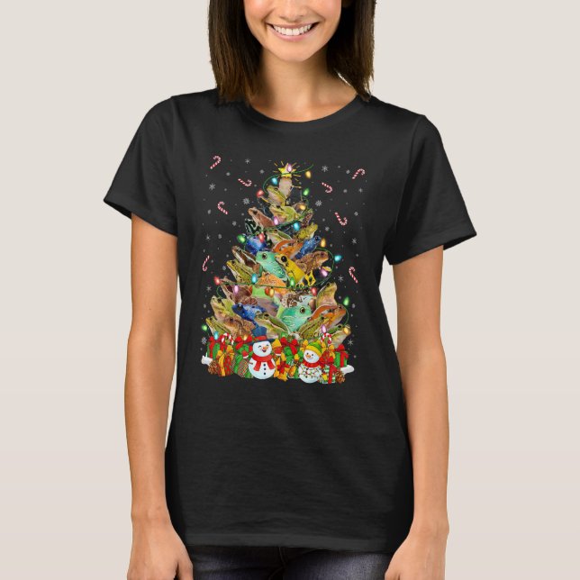 Camiseta Sapo Xmas Iluminação Papai noel Árvore de Natal Sa (Frente)