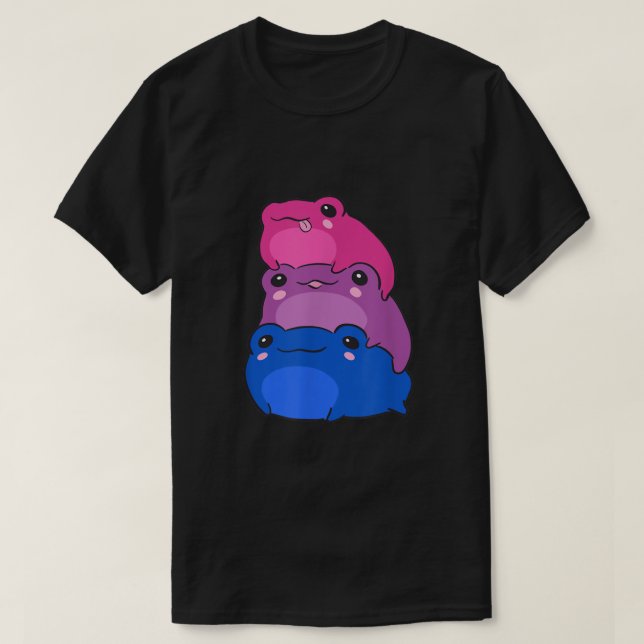 Camiseta Sapos de Sinalizador Bissexuais com Orgulho Bi Sut (Frente do Design)