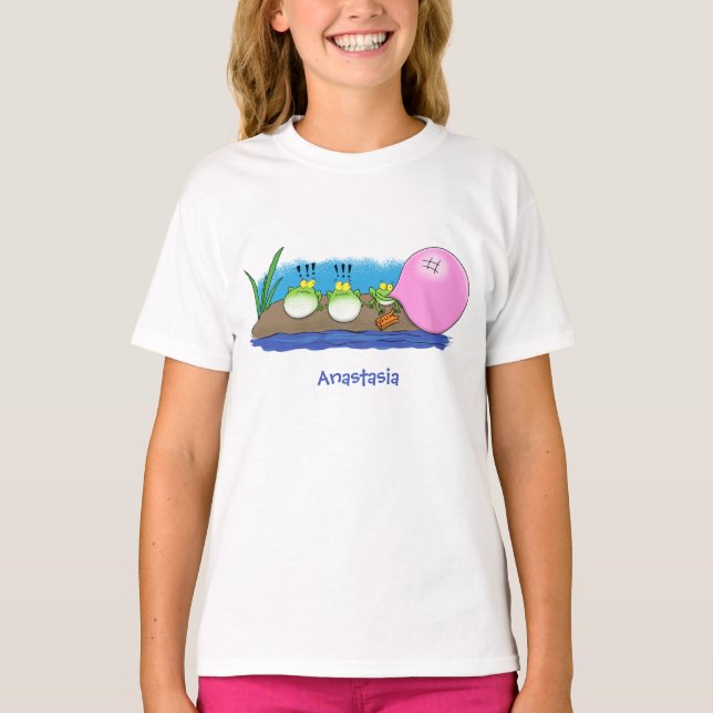 Camiseta Sapos engraçados bonitos ilustração de desenho ani (Frente)