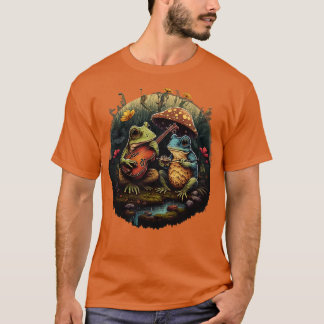 Camiseta sapos estéticos tocando ukelele em Mushroom