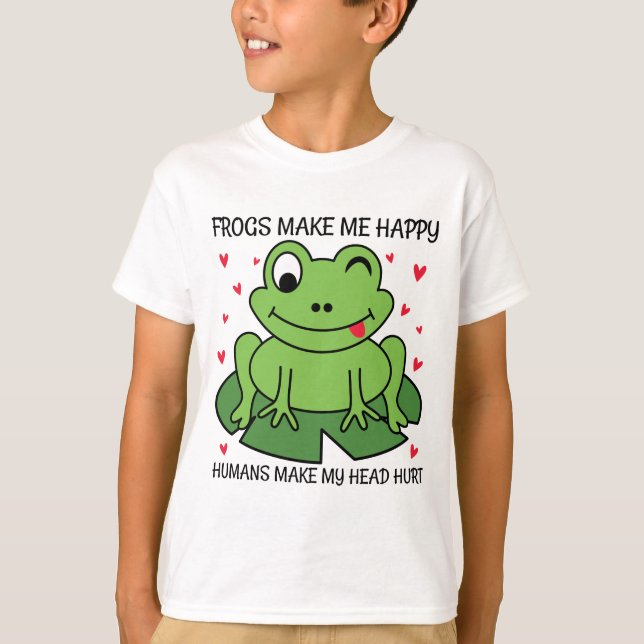 Camiseta Sapos Fazem-me Feliz Humans Fazer-Me Magoar A Cabe (Frente)