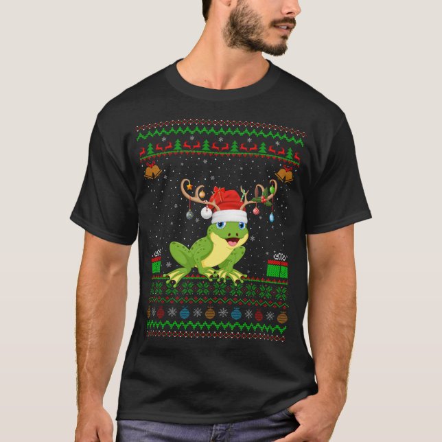 Camiseta Sapos Lover Reindeer Santa Hat Correspondendo ao S (Frente)