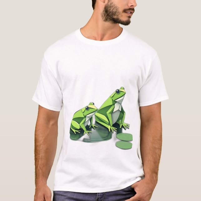 Camiseta Sapos Origami em Estilo Geométrico (Frente)