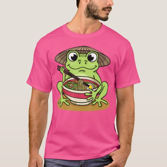Camiseta Sapos sapos Ramen Noodles Sapo Japonês Kawaii (Frente)