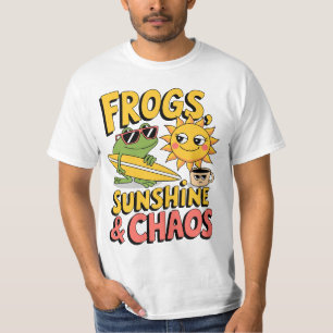 Camiseta Sapos, Sol e Caos - Diversão de Verão Masculina