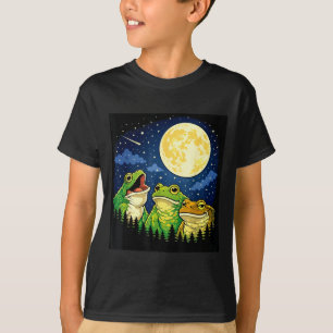 Camiseta Sapos uivando meme lua montanhas pinheiros naturez
