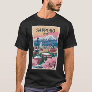 Camiseta Sapporo Japão Ilustração Arte de Viagem Vintage