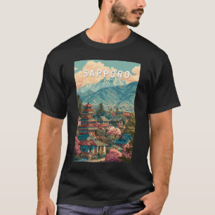 Camiseta Sapporo Japão Viagem Arte Vintage