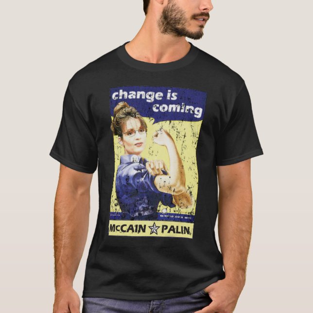Camiseta Sarah Palin - mude está vindo! (Frente)