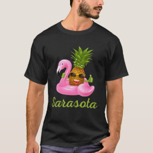 Camiseta Sarasota Flórida Praia Tropical Flamingo Abacaxi