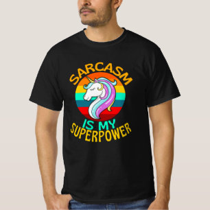 Camiseta Sarcasm É O Meu Soberpoderoso Amante Do Unicórni