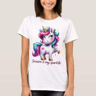 CAMISETA SARCASMO É MEU BRILHO CUTE UNICÓRNIO