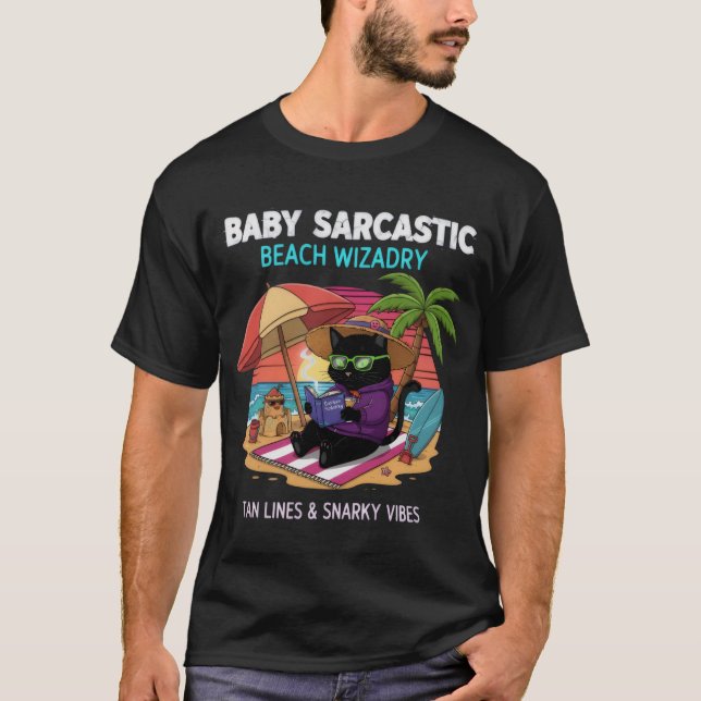Camiseta Sarcastic Beach Cat - Funny Summer Kitten T-Shirt (Frente)