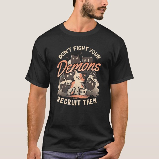 Camiseta Sarcastic Halloween Recruit Your Demons Cute Satan (Frente)