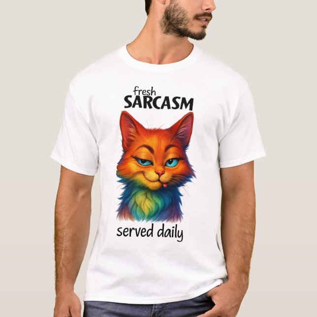 Camiseta Sarcastic Rainbow Cat Funny Quote (Frente)