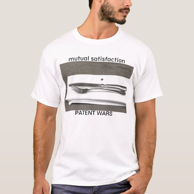 Camiseta sarcástica das guerras de patentes (Frente)