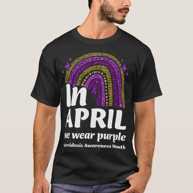 Camiseta Sarcoidose Sensibilização Em abril vestimos rai ro (Frente)