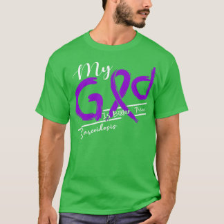 Camiseta Sarcoidose Sensibilização Meu Deus É Mais Forte Ne