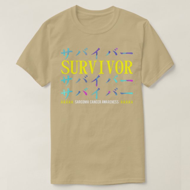Camiseta Sarcoma Cancer Consciência Sobrevivente Japonês Pr (Frente do Design)