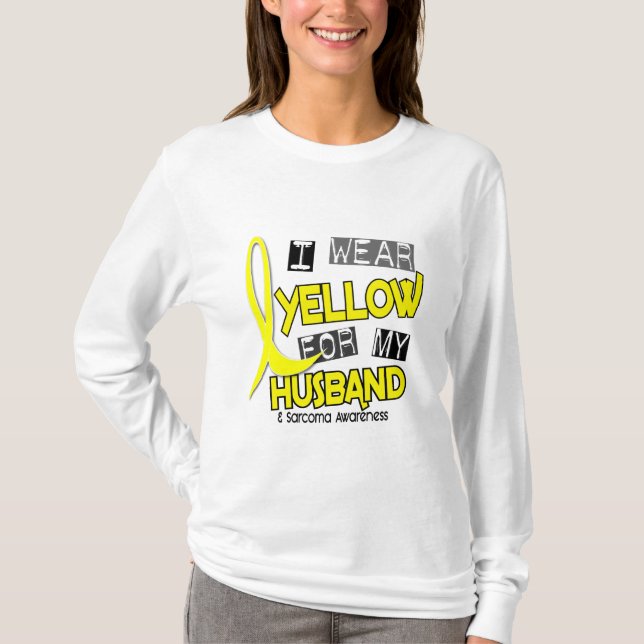 Camiseta Sarcoma EU VISTO o AMARELO PARA MEU MARIDO 37 (Frente)
