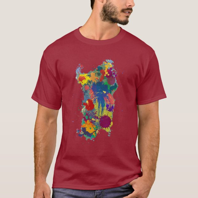Camiseta Sardenha, mapa de tinta (Frente)