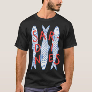 Camiseta Sardinhas Antigas Peixe Enlatado Arte Retro
