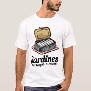 Camiseta Sardinhas com palha — Verão retrô gráfico para hom