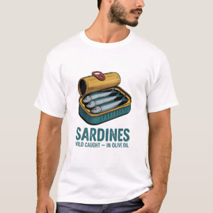 Camiseta Sardinhas com palha — Verão retrô gráfico para hom