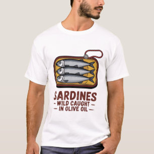 Camiseta Sardinhas com palha — Verão retrô gráfico para hom