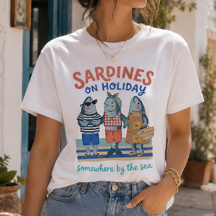 Camiseta Sardinhas de Férias Gráfico de Verão Costeiro