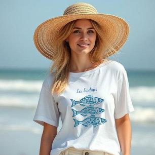 Camiseta Sardinhas-Ocean Blue Hawaiian Pescador Fashion