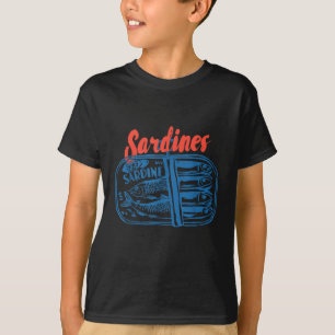 Camiseta Sardinhas Peixe Enlatado Gráfico Retro Para Homens