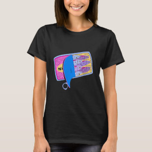 Camiseta Sardinhas Peixe Enlatado Gráfico Retro Verão
