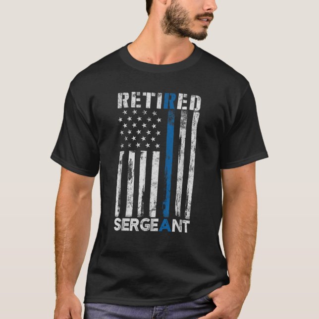 Camiseta Sargento aposentado presente da polícia Thin Blue  (Frente)