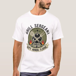 Camiseta Sargento-CHURRASCO - Emblem de Pai militar